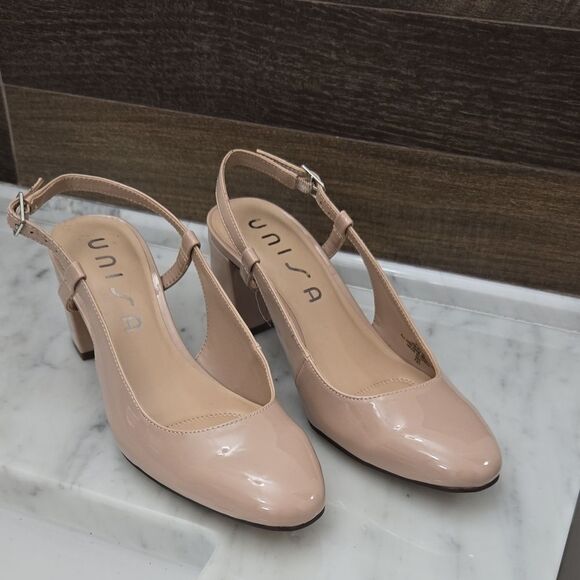 Unisa Nude Patent Leather Heels - Picture 1 of 6